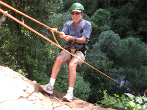 Lee Rappelling at Iguazu Falls